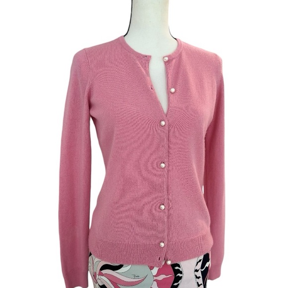 FINAL DAYS ON POSH Pink Cashmere Cardigan with Pearl Buttons - Picture 4 of 7